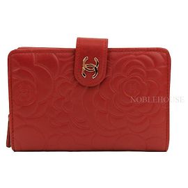 Chanel Serie de Carteras Camelia de Cordero Rojo Roja