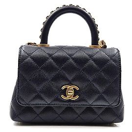 Chanel Mini borsa a catena Caviar Coco Handle Blu