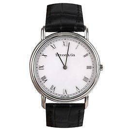 Tiffany & Co Relógio Atlas com pulseira de couro preto clássico Preto