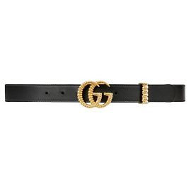 Gucci GG Marmont Tourchon Slim Gürtel Schwarz