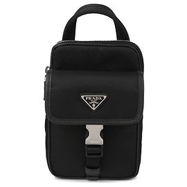Prada Capa para smartphone em nylon e couro Saffiano Preto