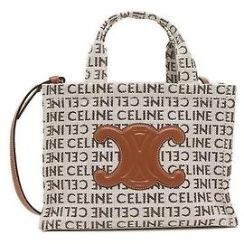 Céline Borsa tote piccola in tessuto naturale Marrone