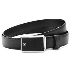 Montblanc Saffiano Leather Reversible Belt Black Black