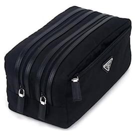 Prada Bolsa de nylon con logo triangular Negro
