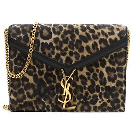 Saint Laurent Bolsa de ombro com corrente Leopard Cassandra Gold Multicor