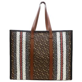 Burberry Bolsa de lona listrada Marrom