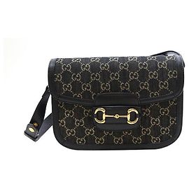 Gucci Borsa a Spalla Horsebit Supreme Nera Nero