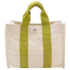 Hermès Furuto Bora Bora MM Canvas Weiß Grün Grün