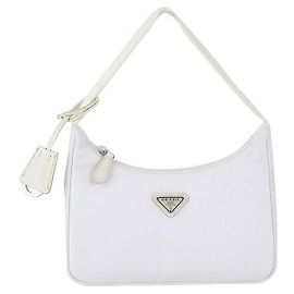Prada Bolsa Hobo Re-Edition em tecido branco, conjunto completo Branco
