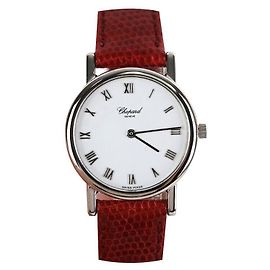 Chopard Klassisch aus Weißgold mit rotem Lederarmband Rot