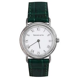 Tiffany & Co White Classic Black Leather Band Black