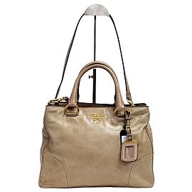 Prada Bolsa Tote Vitello Shine Gold Marrom