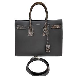 Saint Laurent Bolsa Tote Grey Sac De Jour Marrom