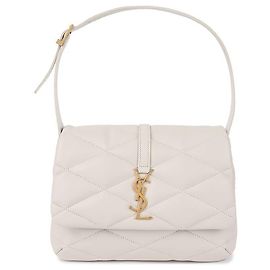 Saint Laurent Bolsa de Ombro em Couro de Cordeiro Matelassê Branco