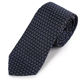 Salvatore Ferragamo Corbata de seda jacquard Gancini AZUL MARINO Azul