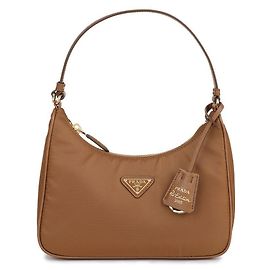 Prada Bolsa Mini de Nylon Reedição Marrom