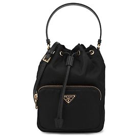 Prada Duet Nylon Eimer Tasche Schwarz