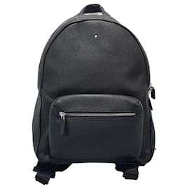 Montblanc Black Leather Backpack Black