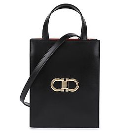Salvatore Ferragamo Mini sac tote Double Gancini Noir