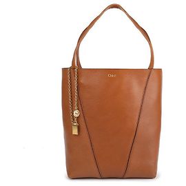 Chloé Grained Leather Spin Tote Bag Brown