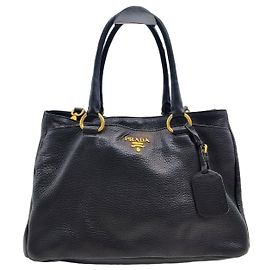 Prada Borsa Tote e Borsa a Spalla in Vitello Daino Nero