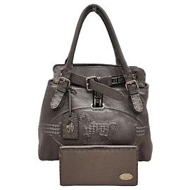 Fendi Sellaria Tote Bag with Long Wallet Set Brown