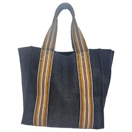Loro Piana Suitcase Stripe Tote Bag Blue