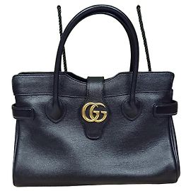 Gucci Marmont Dahlia Top Handle Tote Bag Black