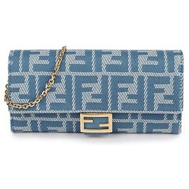 Fendi Baguette Chain Long Wallet Blue