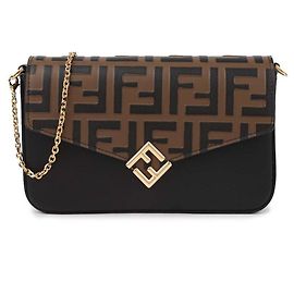 Fendi Borsa a catena di diamanti Marrone