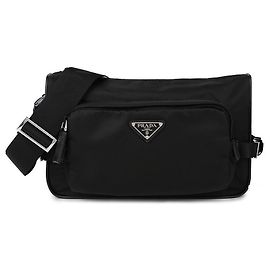 Prada Medium Re Nylon Saffiano Leather Shoulder Bag Black