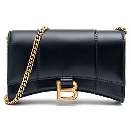 Balenciaga Borsa a tracolla con catena e portafoglio a forma di clessidra per donne Nero