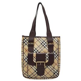 Burberry Bolsa de ombro xadrez com fivela Marrom