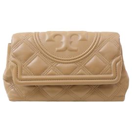 Tory Burch Fleming Soft Leather Clutch Tiramisu Yellow