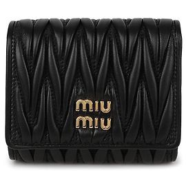 Miu Miu Small Matelasse Napa Leather Wallet Black