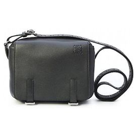 Loewe Borsa messaggera militare XS in pelle di vitello morbida e jacquard Nero