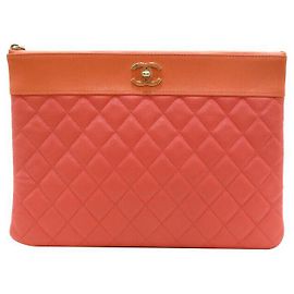 Chanel Clutch Mademoiselle Bicolor Rosa com Ferragens Douradas Rosa