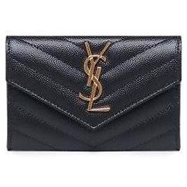 Saint Laurent Matelassé Envelope Card Wallet Black