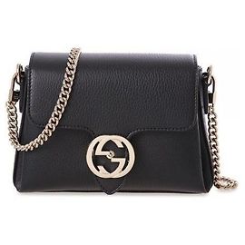 Gucci Bolsa de ombro com corrente entrelaçada Preto