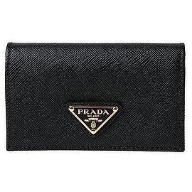 Prada Tarjetero negro con logo triangular Saffiano: QHH Negro