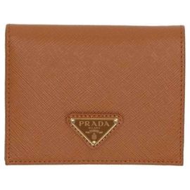 Prada QHH Wallet Saffiano Camel Brown