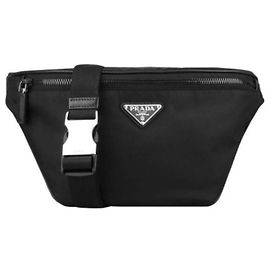 Prada Bolsa de cinto em nylon Saffiano preta Preto