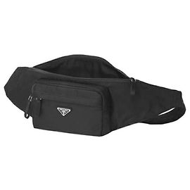 Prada Bolsa de cintura em nylon com logo triangular preto Preto