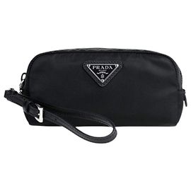 Prada Pochette en nylon avec logo triangle Noir