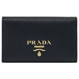 Prada Visitenkartenetui aus Vitello Schwarz