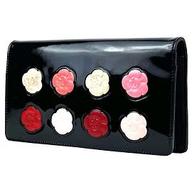 Chanel Camelia Makeup Palette Folded Wallet Long Wallet Black