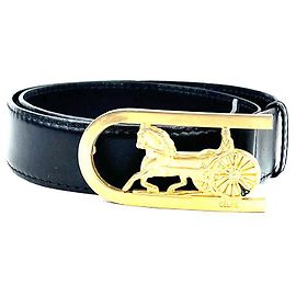 Céline Carriage Logo Leather Belt Black