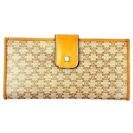 Céline Logo Vintage Beige Long Wallet Brown