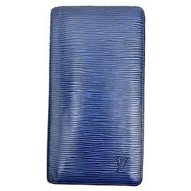 Louis Vuitton Epi Leather Brazza Long Wallet Navy Blue