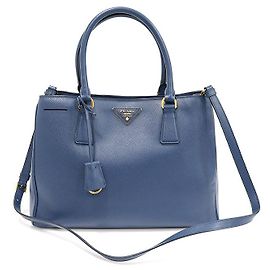 Prada Logo Triangle Or Saffiano Lux Bleu Bleu